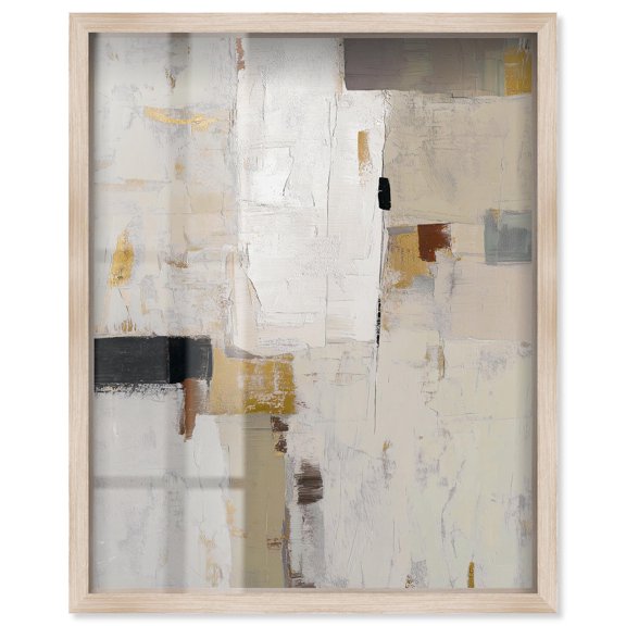 Cold Warmth Shadowbox Print Neutral Boho Art by Art Remedy, Blonde Frame, 30 x 36