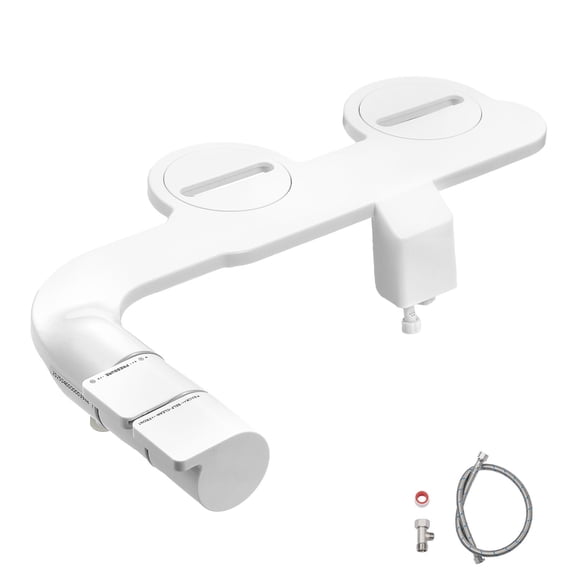 Cold Water Bidet Toilet Seat Attachment with Dual Nozzles-Adjustable Spray Pressure for Feminine and Rear Wash,Easy Installation,Self-Cleaning,White