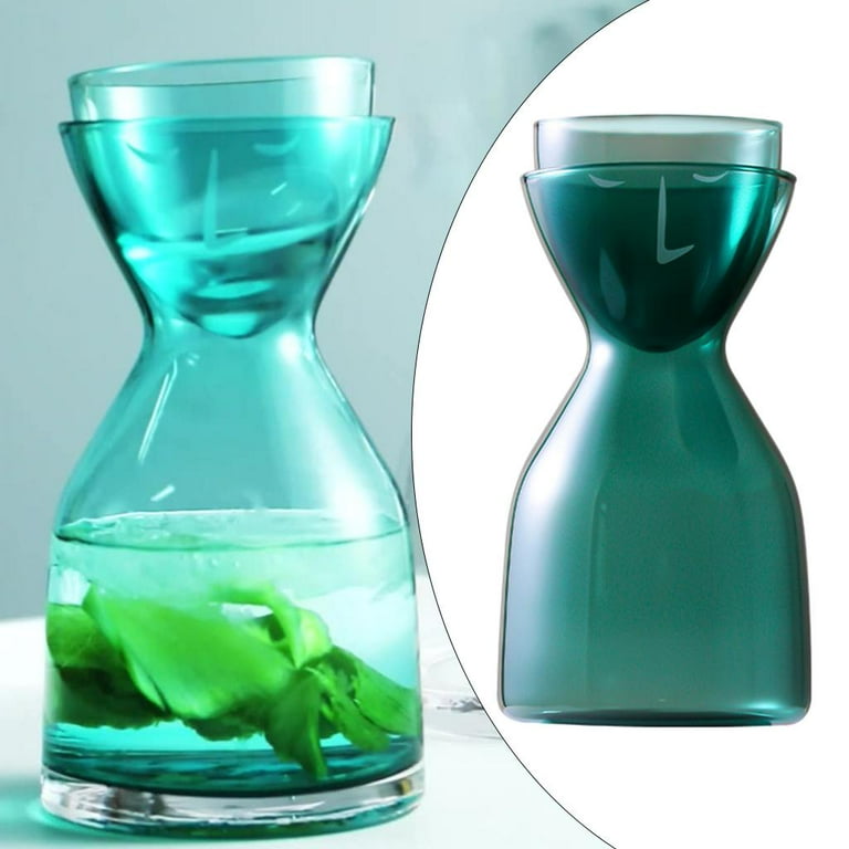 Nude Glass Mr. & Mrs. Modern Classic Green Crystal Night Water Carafe Set -  Large