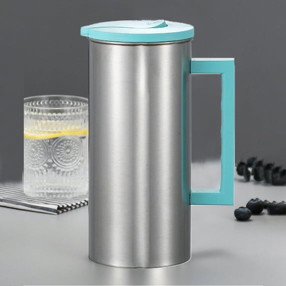 Cold Water Kettle 1.8L Stainless Steel Beverage Dispenser - Large Capacity Pitcher for Juice, Iced Tea & Lemonade, Split Lid, Leakproof Seal, Heat-Resistant Handle