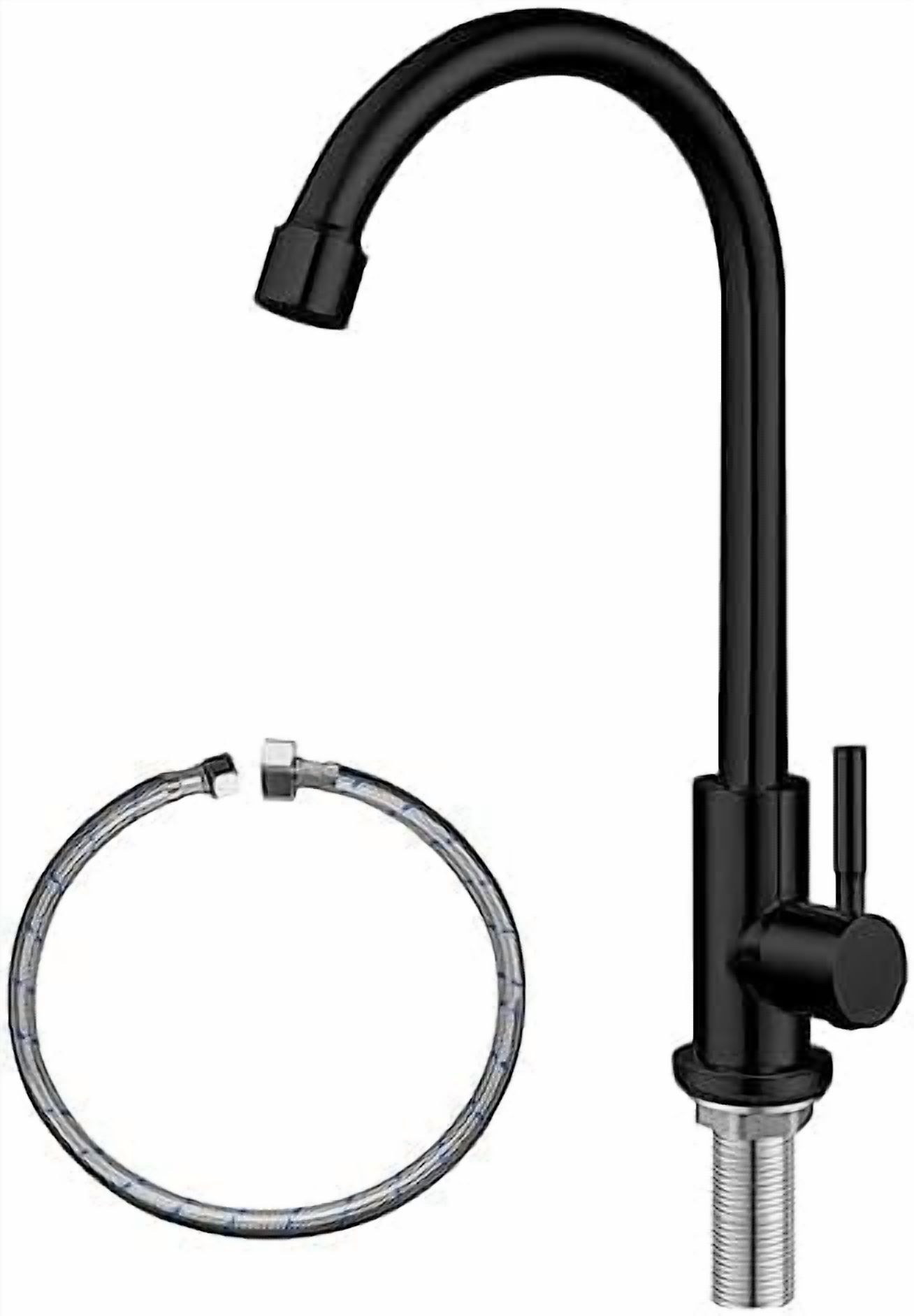 Cold Water Only Faucet, SUS304 Stainless Steel, Matte Black, Single Handle, Single Hole, Arc Gooseneck, Kitchen Sink$$Tools & Hardware Other