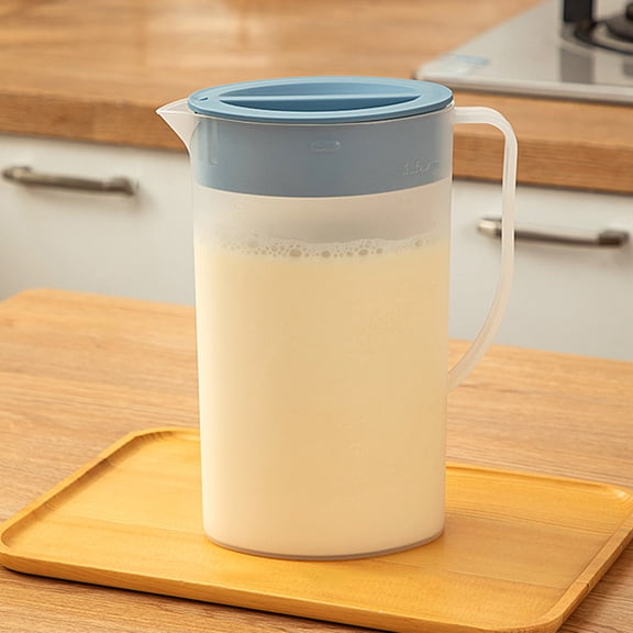 Cold Water Pitcher with Lid 2L, Large Capacity Fridge Water Jug with Strainer, Plastic Beverage Container for Juice Tea Lemonade Drinks, Heat Resistant Drink Pitcher for Home Kitchen Use