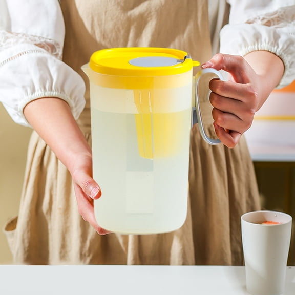 Cold Water Pitcher for Refrigerator, 2 Gal Large Capacity Cold Drink Dispenser with Leak-Proof Lid, Outdoor Camping Beverage Container for Home Kitchen Party