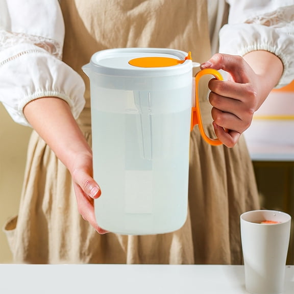 Cold Water Pitcher for Refrigerator, 2 Gal Large Capacity Cold Drink Dispenser with Leak-Proof Lid, Outdoor Camping Beverage Container for Home Kitchen Party