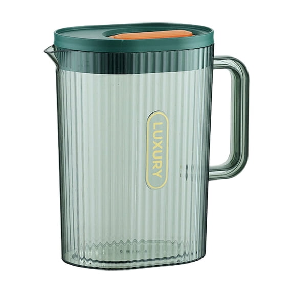Cold Water Pitcher with Vertical Ribbed Design, Plastic Beverage Dispenser for Refrigerator, Large Capacity Jug for Fruit Tea, Lemonade, and Iced Drinks, Heat-Resistant Carafe