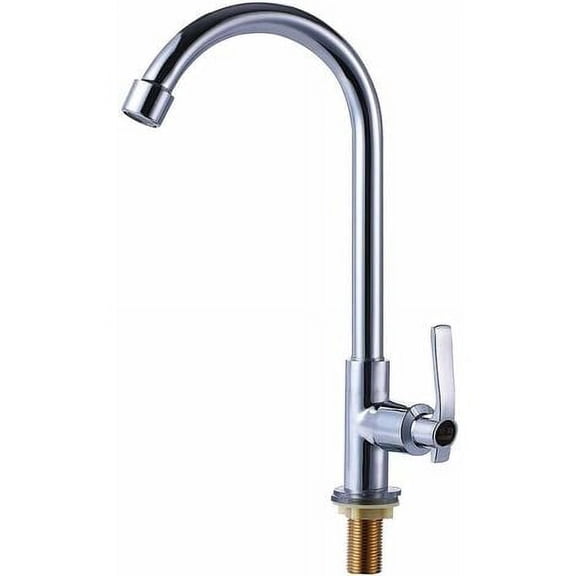 Cold Water Sink Faucet Single Handle High Arc Single Handle Deck Mount Stainless Steel Bar Faucet for Kitchen Garden Outdoor RV Easy Installation Chrome