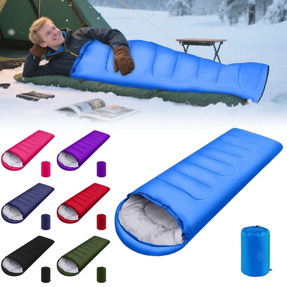 Cold Weather Adult Sleeping Bag 70.9"x29.5" Ripstop Spandex Hollow Insulated Mummy Sack with Compression Sack for Backpacking Hiking Mountaineering Winter Outdoor