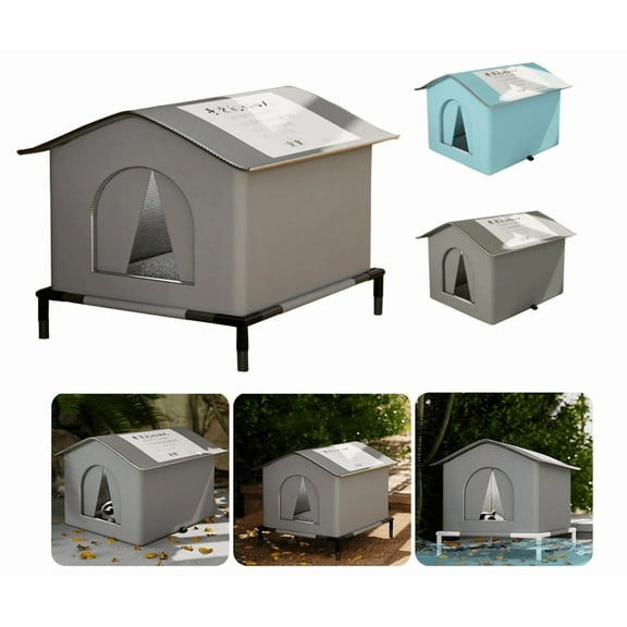 Cold Weather Cats Refuge Nest Cats Shelter House with Waterproof Fabric & Thermal Layer for Strays Cats Protections (Gray, L)
