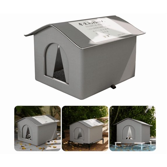 Cold Weather Cats Refuge Nest Cats Shelter House with Waterproof Fabric and Thermal Layer for Strays Cats Protections (Gray, L)