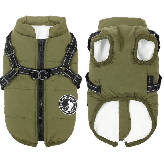 Cold Weather Dog Warm Vest Jacket Coat,Pet Winter Clothes With Durable Chest Strap Harness