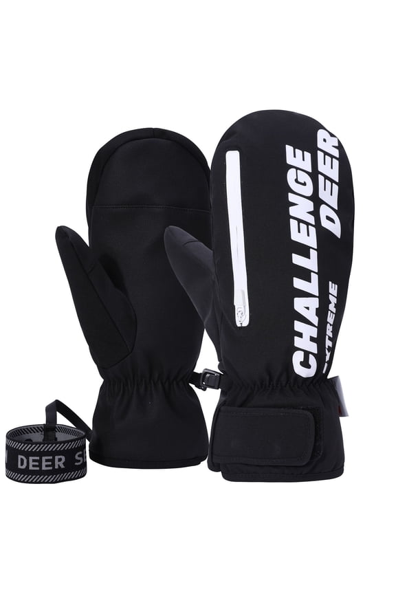 Cold Weather Gloves, Heavy Duty Waterproof Gloves for Extreme Outdoor Activities & Winter Sports Black