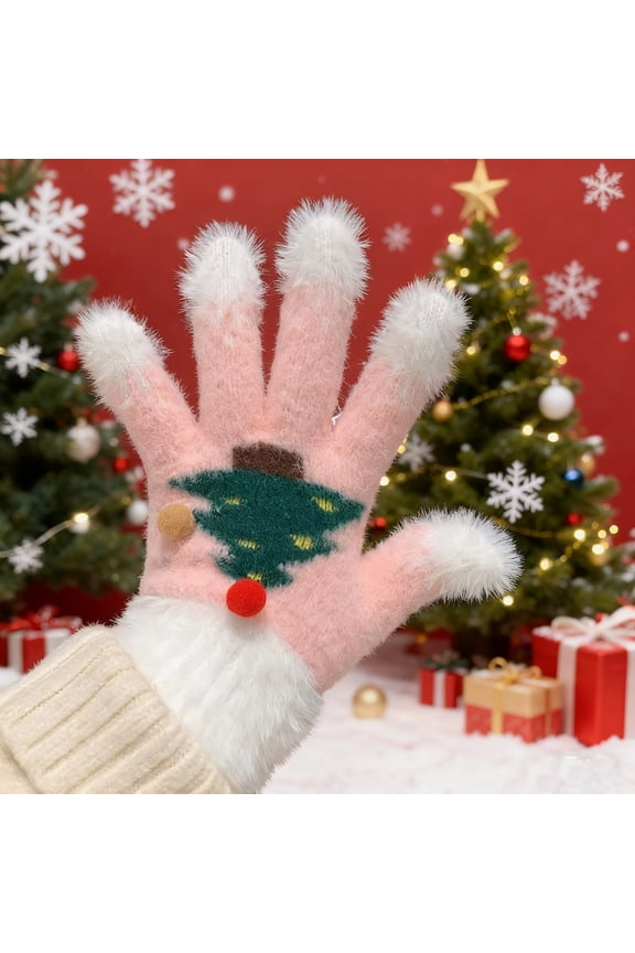 Cold Weather Gloves for Women New Christmas Accessories Women's Warm Gloves Style B-174 Pinky One Size