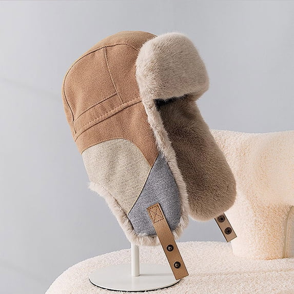 Cold Weather Hats for Men Women Russian Hat with Earflap Boys Fleece Sherpa Lined Windproof Thermal Warm Cap for Outdoor Hunting Motorcycle