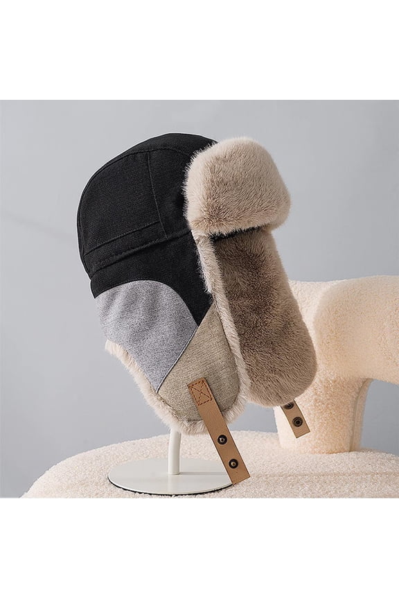 Cold Weather Hats for Men Women Russian Hat with Earflap Boys Fleece Sherpa Lined Windproof Thermal Warm Cap for Outdoor Hunting Motorcycle