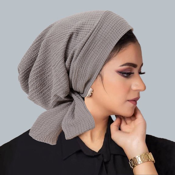 Cold Weather Headbands Women's Solid Color Crystal Linen Long Tail Headscarf Cap Cap Wavy Pattern Women's Hat