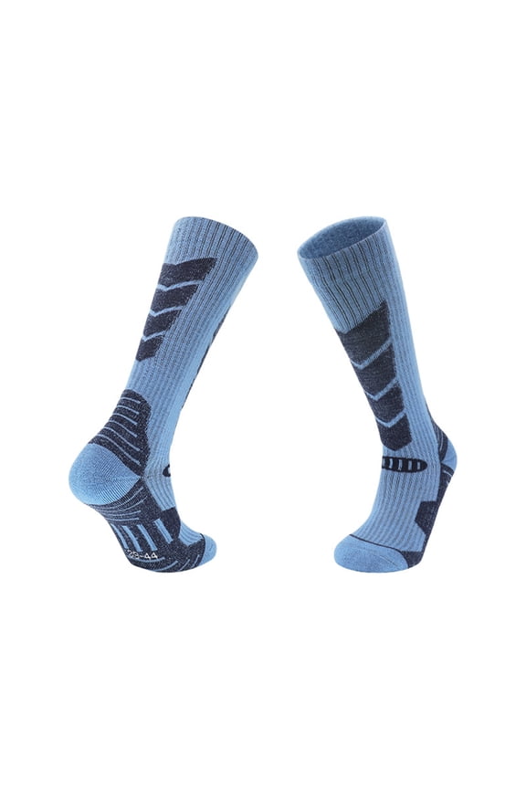 Cold Weather Hiking Socks, Knee High Wool Socks with Arch Support & Toe Protection, Warm Socks for Hunting, Ice Fishing & Work Blue M