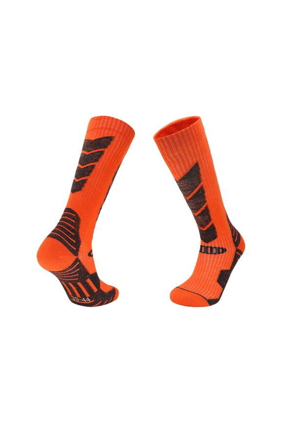 Cold Weather Hiking Socks, Knee High Wool Socks with Arch Support & Toe Protection, Warm Socks for Hunting, Ice Fishing & Work Orange M
