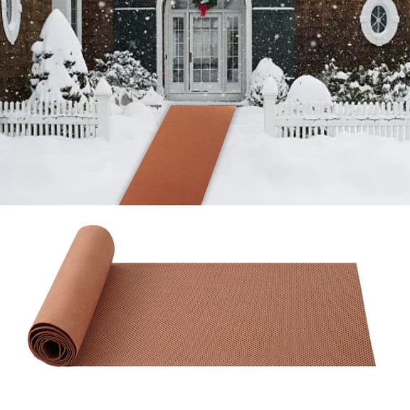 Cold Weather Mat, 16X118 In, Brown, Non-Woven Fabric, Dust Removal Mat, Foot, Frozen Entryways, 1 Pc