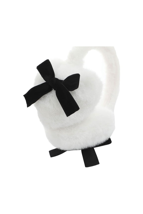 Cold Weather Plush Ear Covers Fashion Ribbon Trim Comfortable Ear Protector For Hiking Walking Winter Activities
