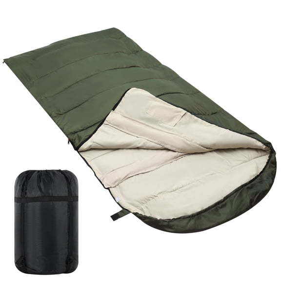 Cold Weather Sleeping Bag 100% Cotton Flannel XXL for Adults Big and Tall, Waterproof Machine Washable Camping Essentials for Hiking,Backpacking, Outdoor with Compression Sack