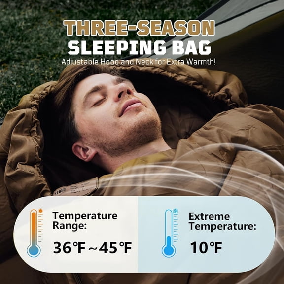 Cold Weather Sleeping Bag for Camping, 36 to 45 Backpacking Sleeping Bags for Adults with Compression Sack for Camping, Hiking, Hunting and Outdoor Travel