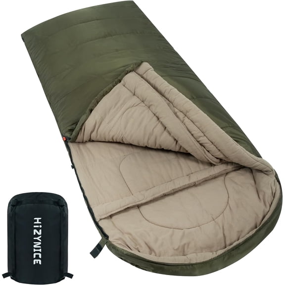 Cold Weather Sleeping Bag with 100% Cotton Flannel Lining XXL 0  F Rated Right Zip