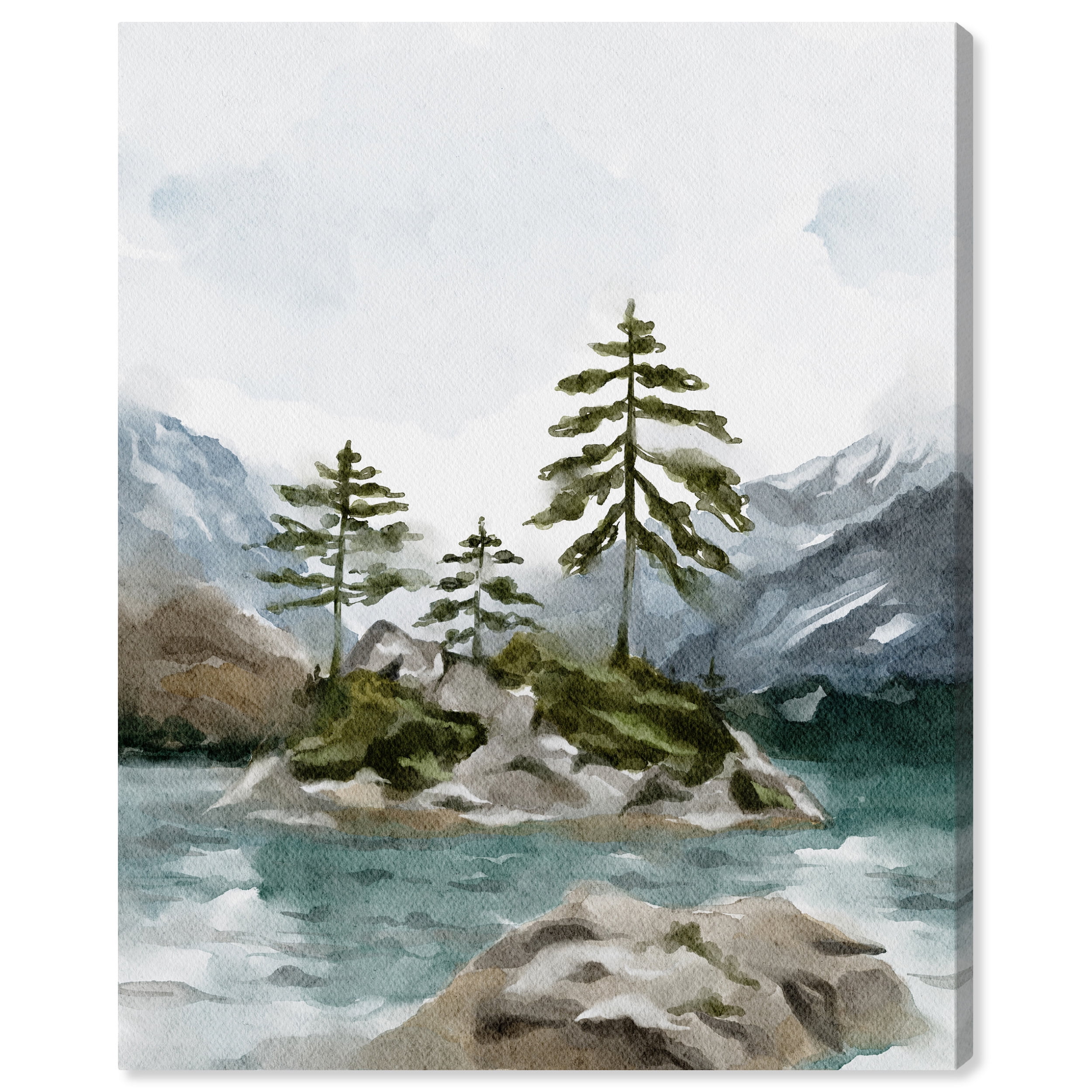 Cold Winter Lake Landscape Canvas Wall Art, 30" x 36"