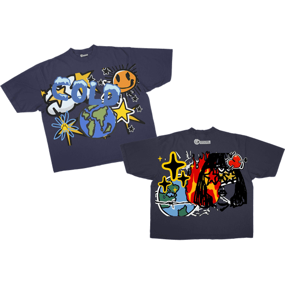 Vegas Print Collective Cold World Men's Casual Blue Crew Neck Pullover Short Sleeve T-Shirt, XXL