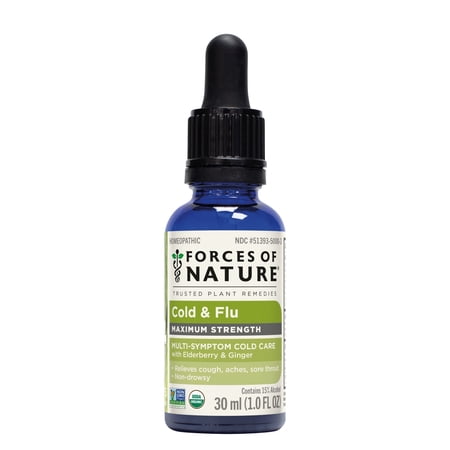 Forces of Nature Cold and Flu Maximum Strength 10ml Sublingual Dropper, Natural, Organic, Relieves Congestion, Sneezing, Aches