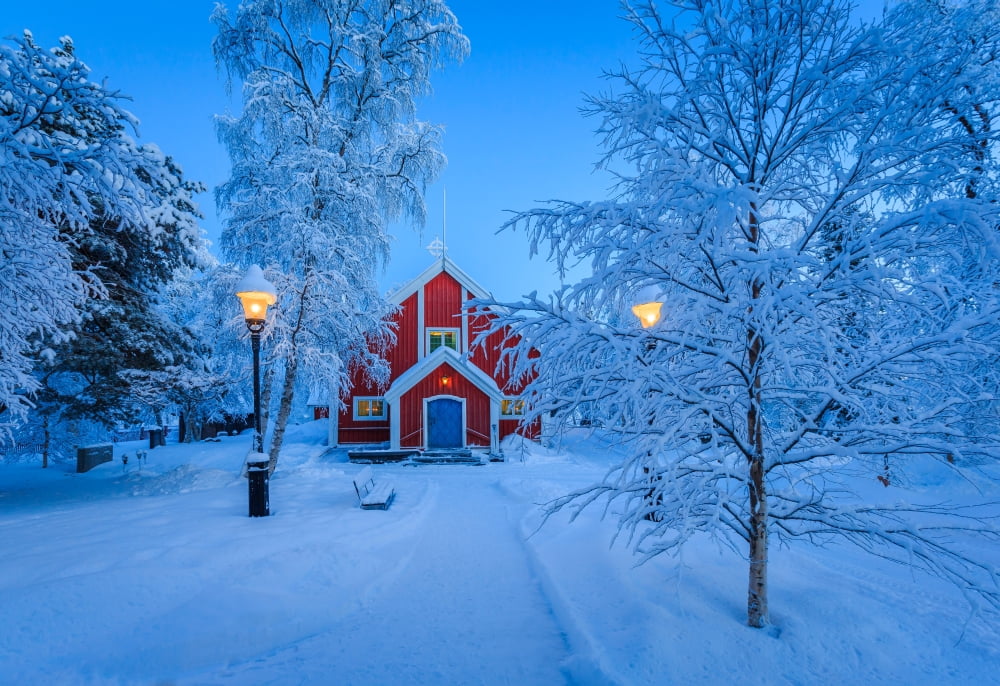 Cold winter with temperatures going to -47 celsius Lapland Sweden Canvas Art - Panoramic Images (24 x 18)