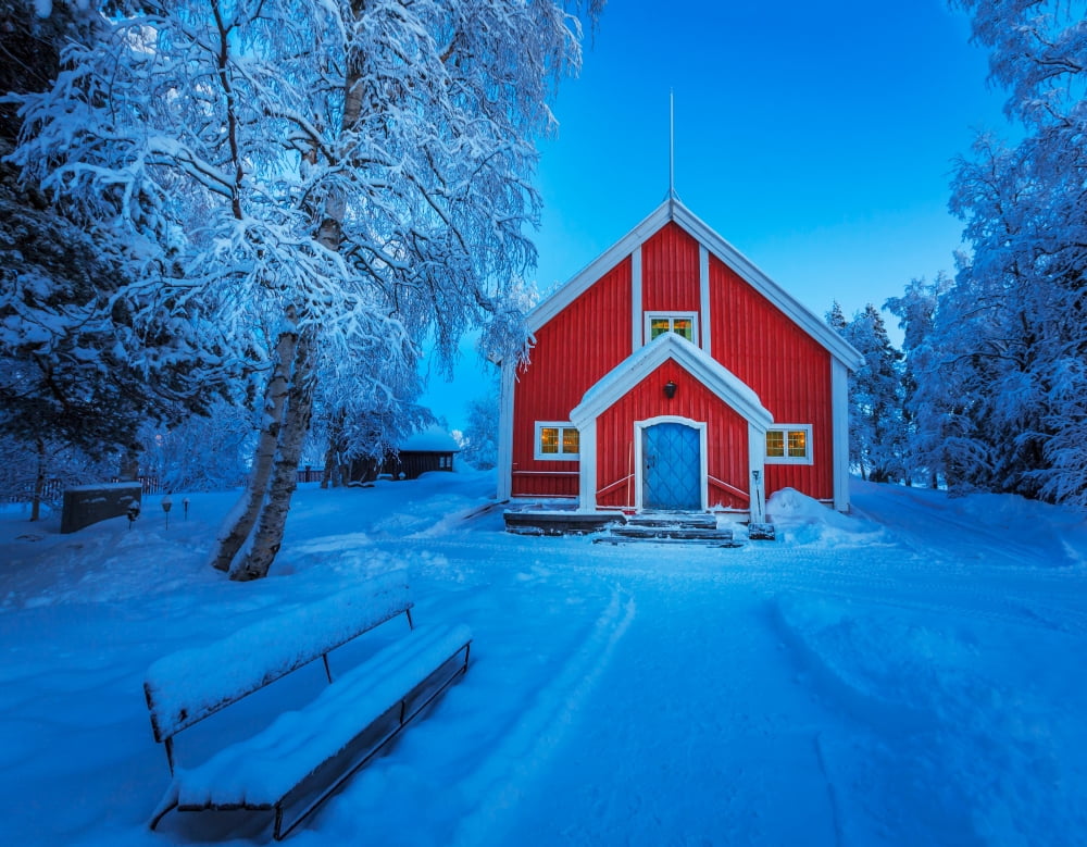 Cold winter with temperatures going to -47 celsius Lapland Sweden Canvas Art - Panoramic Images (9 x 27)
