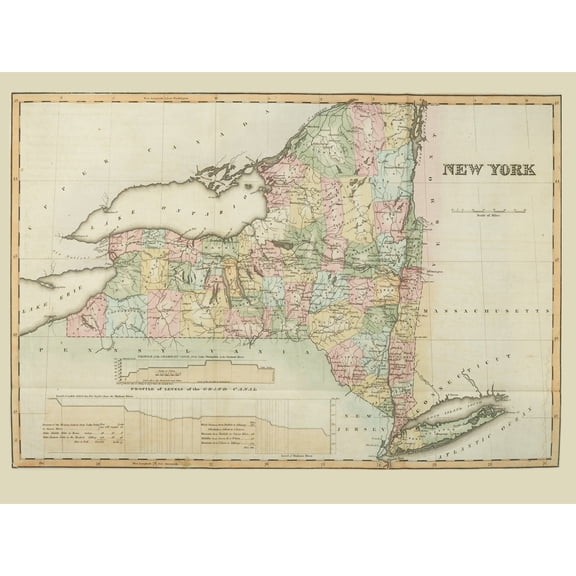 Colden 1825 Map New York State USA Extra Large XL Wall Art Poster Print