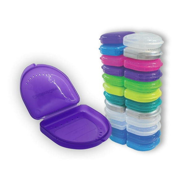 Coldentcare - Assorted pack of 24 Retainer single slim with Vent Holes, Retainer Case, Denture Case, Durable & Similar Mouth Guard Case - Tight Snap Lock, Easy to Use