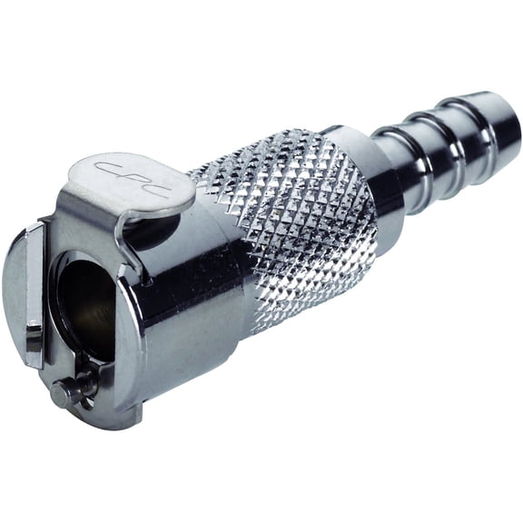 Colder MCD1704 Chrome Plated Brass Tube Fitting, Coupler, Shutoff, In-Line, 1/8" Flow Coupler x 1/4" Barb J101