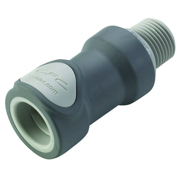 Colder NS6D10008 Polypropylene Tube Fitting, Coupler, Shutoff, In-Line, 3/8" Flow Coupler x 1/2" NPT Male CA1