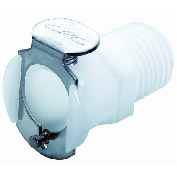Colder PLCD10004 Acetal Tube Fitting, Coupler, Shutoff, In-Line, 1/4" Flow Coupler x 1/4" NPT Male CA1