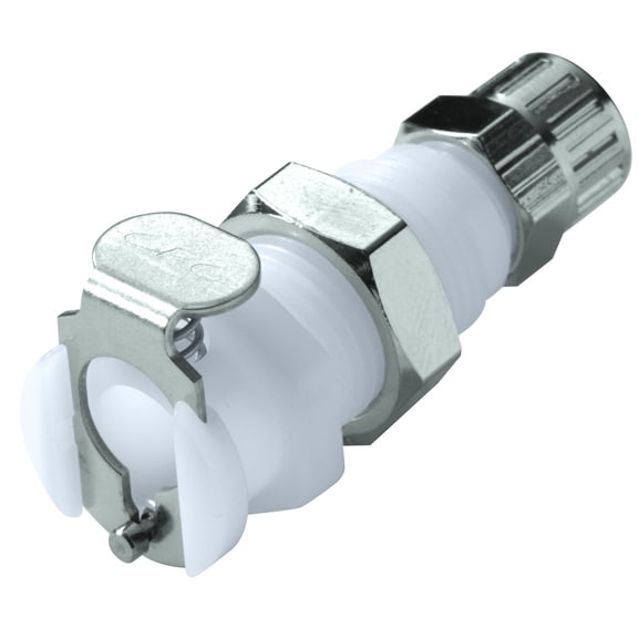 Colder PMC1204 Acetal Tube Fitting, Coupler, Straight Thru, Panel Mount, Ferruleless, PTF, 1/8" Flow Coupler x 1/4" Tube OD J101