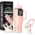 thumbnail image 1 of Coldest 40 oz Tumbler with Handle and Straw - 100% Spill Proof Tumbler with Straw (3 Lids) - Stainless Steel Insulated Leakproof Tumblers for Women & Men - Cup Holder Friendly - 46 oz (Purple Nova), 1 of 10