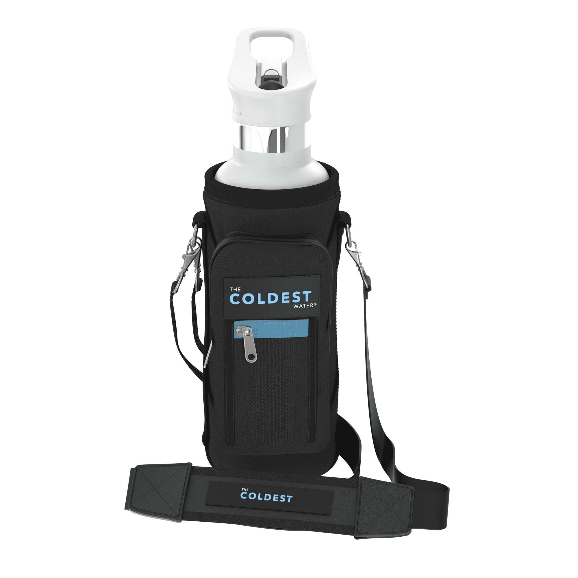 Water Bottle Holder with Strap Pouch and Handle fits Compatible