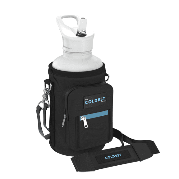 Coldest Carrier, Holder, Sleeve - Fits Insulated Stainless Steel Sports Water Bottle, Adjustable Shoulder Strap, Holder Bag Case Pouch Cover (64 oz)