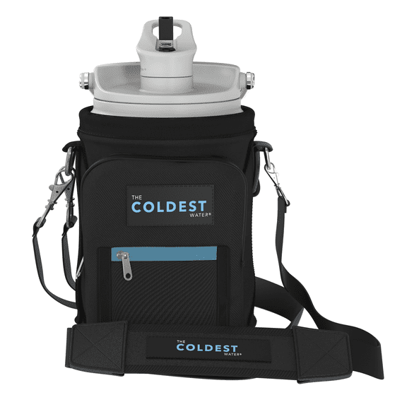 Coldest Carrier, Holder, Sleeve - Fits Insulated Stainless Steel Sports Water Bottle, Adjustable Shoulder Strap, Holder Bag Case Pouch Cover (Half Gallon)
