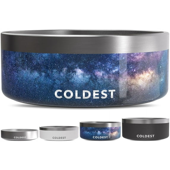 Coldest Dog Bowl - Stainless Steel Non Slip No Spill Proof Skid Metal Insulated Dog Bowls, Cats, Pet Food Water Dish Feeding for Large Medium Small Breed Dogs (64 oz, Into the Beyond)