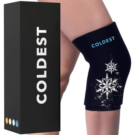 Coldest Knee Ice Pack 360 - Knee Pain Relief Compression, Reusable Gel Ice wrap for Leg Injuries, Swelling, Knee Replacement Surgery, Cold Compress Therapy for Arthritis, Meniscus Tear and ACL (Large)