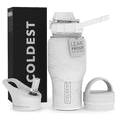 thumbnail image 1 of Coldest Sports Shaker Water Bottle with 3 Lids (Chug Lid, Straw Lid, Loop Lid) Tumbler with Handle, Fits Cup Holder (26 oz, Carrara Marble), 1 of 6