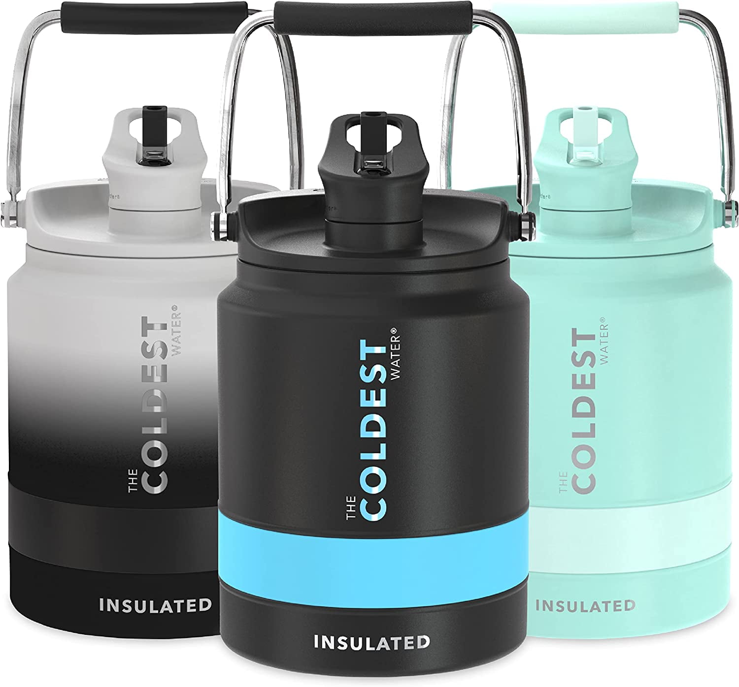 The Coldest Water Vacuum Insulated Stainless Steel 1 Gallon Jug w/ Flip Top Straw Lid 2.0-128 oz Super Insulated Water Bottle Mint Green