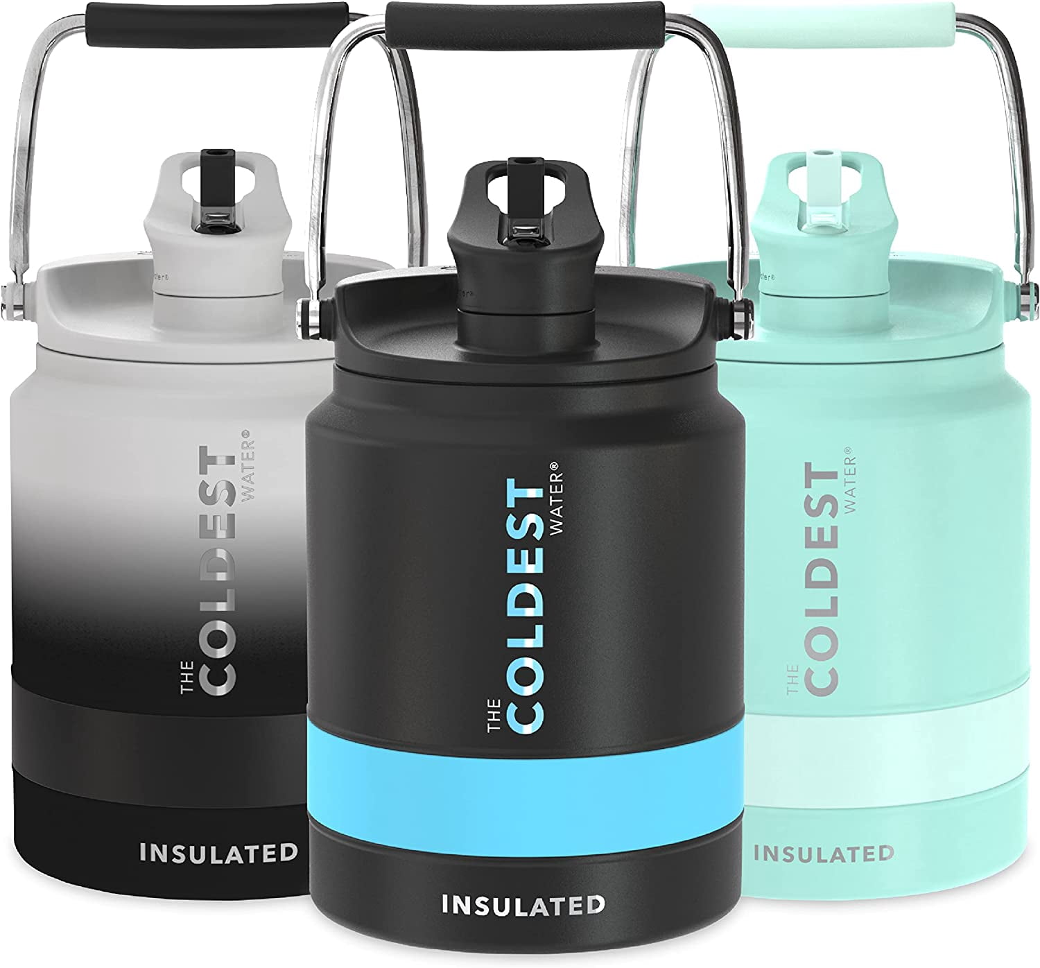 Coldest Sports Water Bottle - 1/2 Gallon (Straw Lid), Leak Proof, Vacuum Insulated  Stainless Steel, Hot Cold, Double Walled, Thermo Mug, Metal Canteen (1/2  Gallon, Black) - Walmart.com