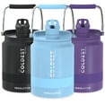 thumbnail image 1 of Coldest Sports Water Bottle - 1/2 Gallon (Straw Lid), Leak Proof, Vacuum Insulated Stainless Steel, Hot Cold, Double Walled, Thermo Mug, Metal Canteen (1/2 Gallon, Fusion Blue), 1 of 6