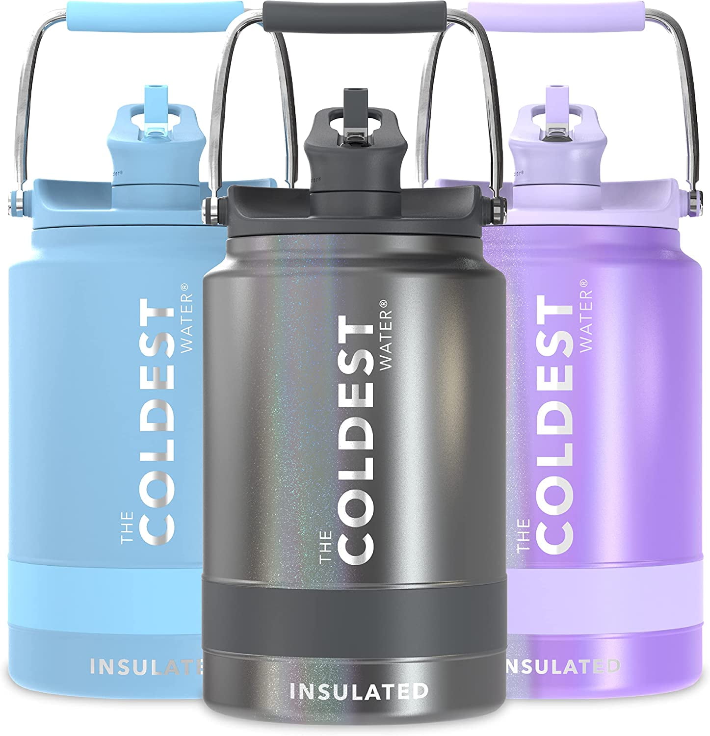 Coldest Sports Water Bottle - 128 oz (Straw Lid), Leak Proof, Vacuum  Insulated Stainless Steel, Hot Cold, Double Walled, Thermo Mug, Metal  Canteen (Gallon, Black) 