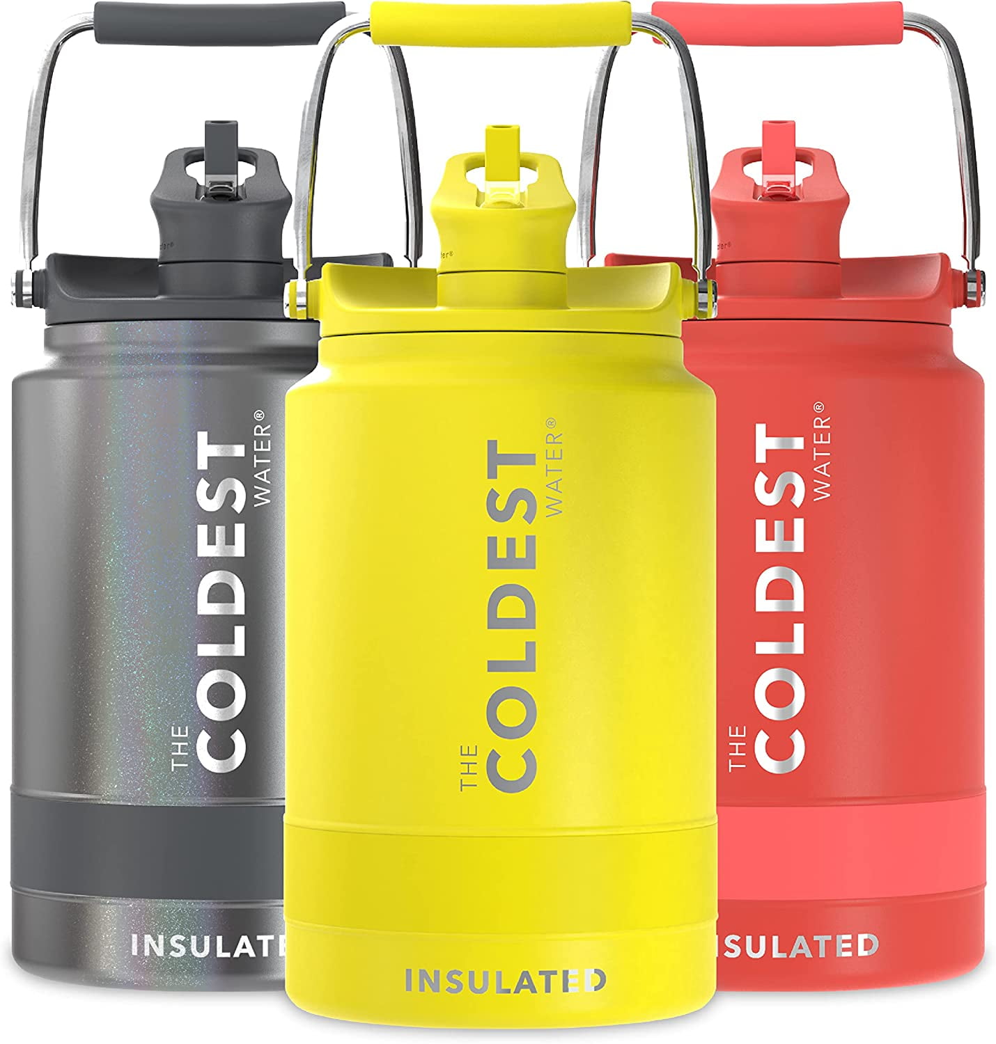Coldest Sports Water Bottle - 128 oz (Straw Lid), Leak Proof, Vacuum  Insulated Stainless Steel, Hot Cold, Double Walled, Thermo Mug, Metal  Canteen