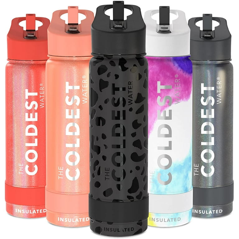Coldest Sports Water Bottle - Straw Lid Bottle with Handle Leak Proof,  Vacuum Insulated Stainless Steel, Double Walled, Thermo Mug, Metal
